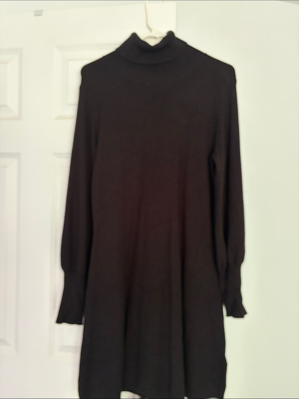 Tahari Black Long-Sleeve Knit Turtleneck Dress